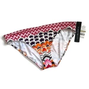 LA BLANCA swim Sunset colors orange/White print swim bikini bottoms Size 14. NWT
